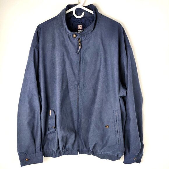 Chaps Ralph Lauren Navy Blue Zip Up Lightweight Harrington Jacket  Mens sz Large - Picture 1 of 6